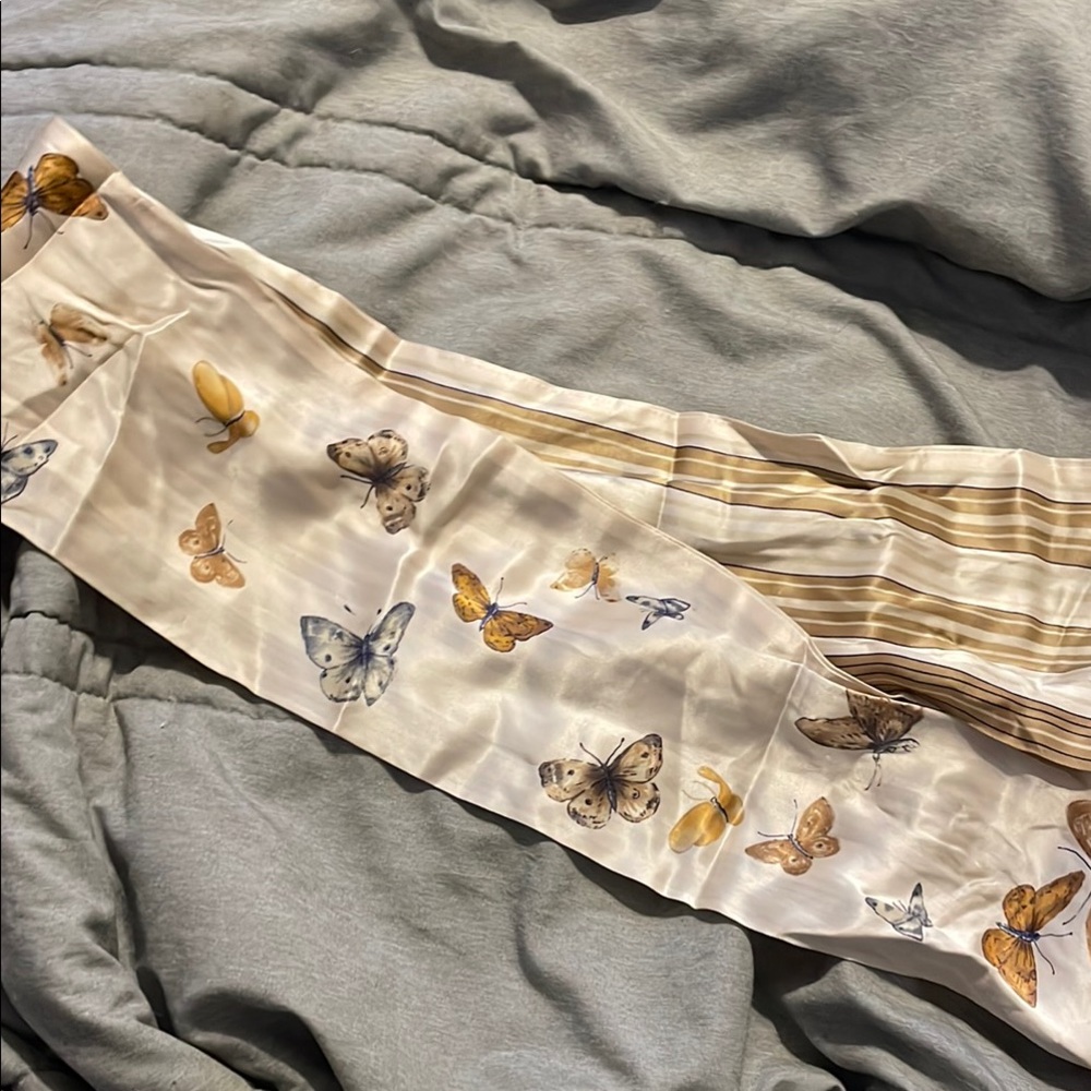 Butterfly Print Silk Scarf/twilly/headband